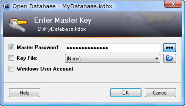 Keepass Master Password Screen