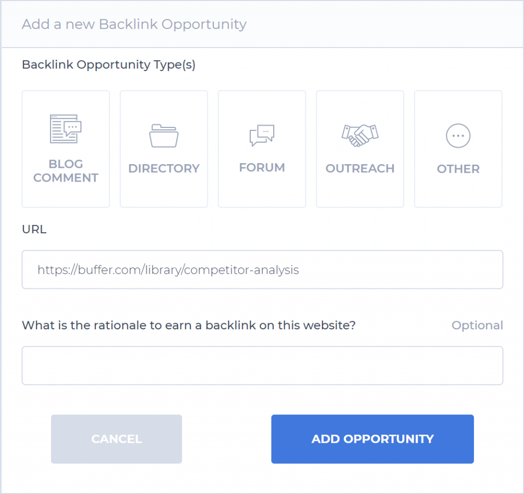 How to add a Backlink Opportunity with SEO Buddy