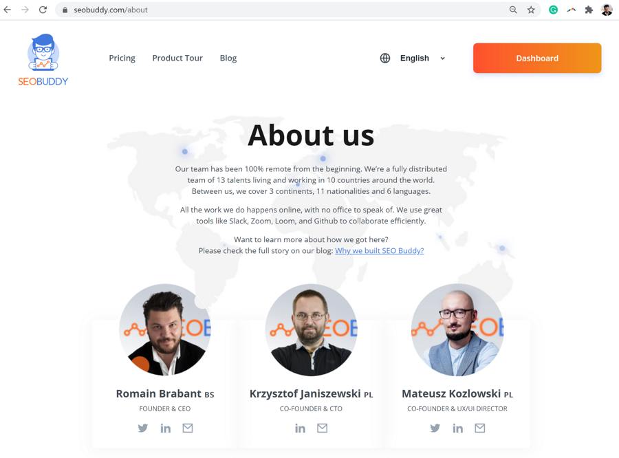 An example of an "About us" page