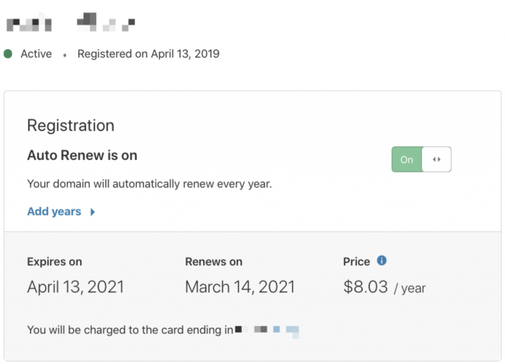 Renewal Period Length for a Domain