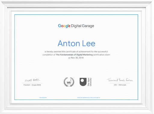 Google Digital Garage Certification