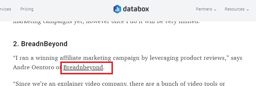 Expert Roundup mention to Breadnbeyond on Databox