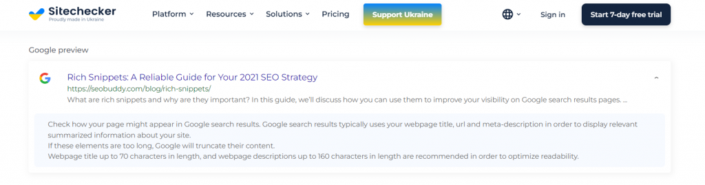 Google Snippet Tool by Sitechecker