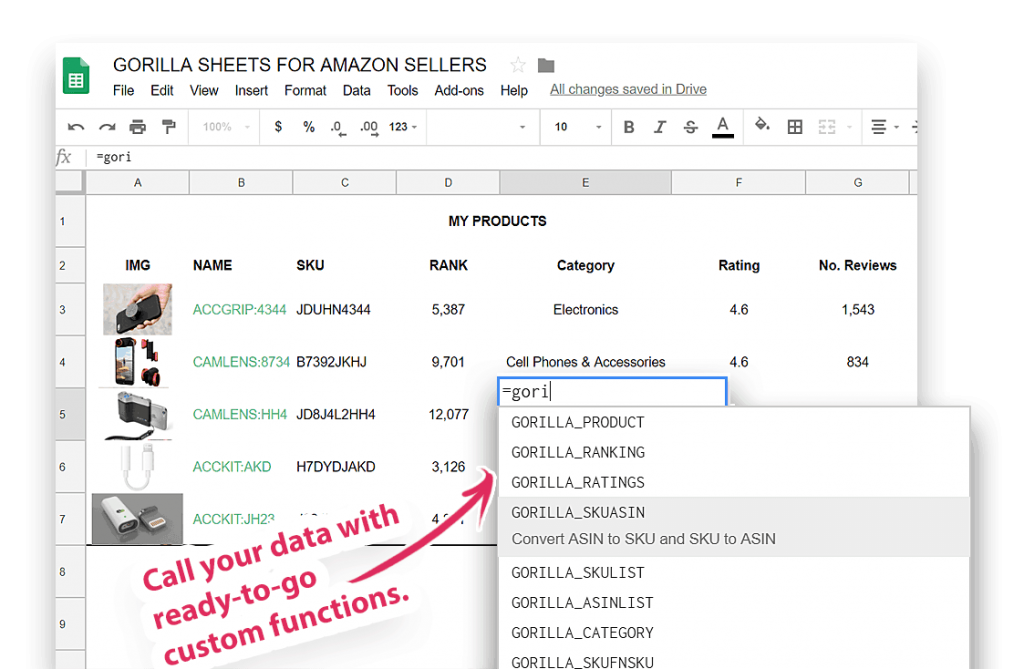 Gorilla ROI - Sheets Functions