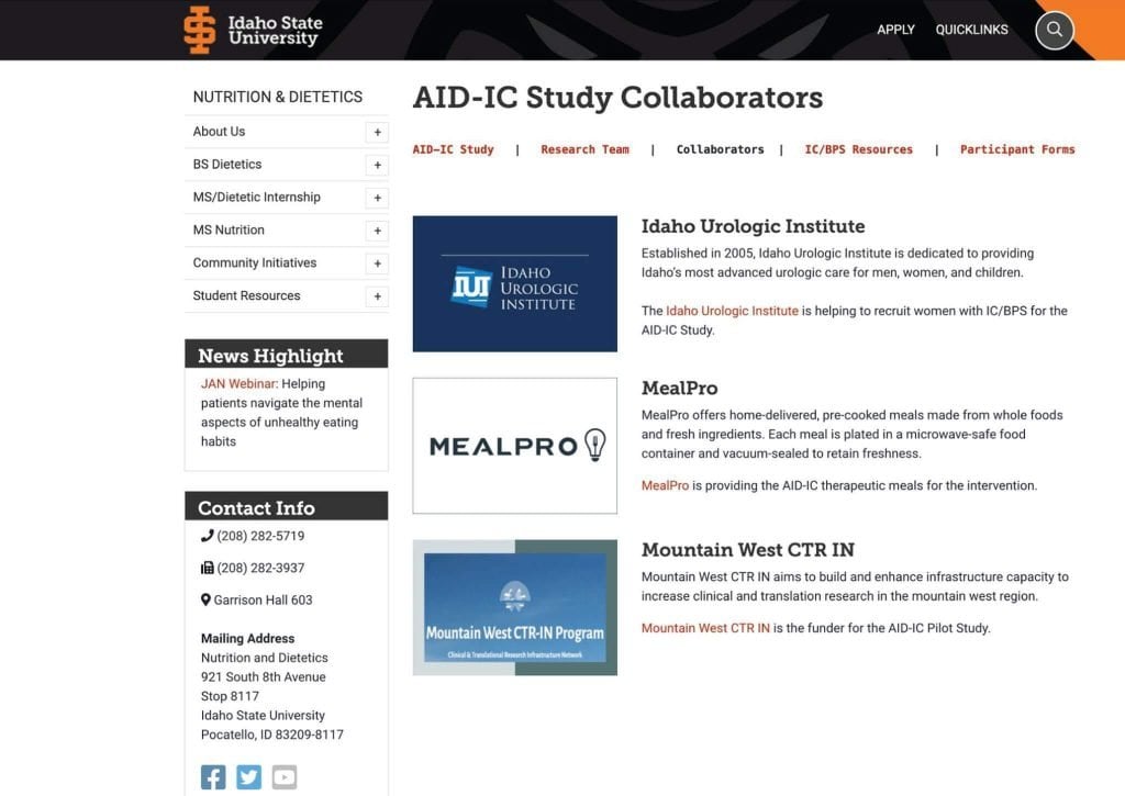 MealPro Clinicaly Study with University of Idaho