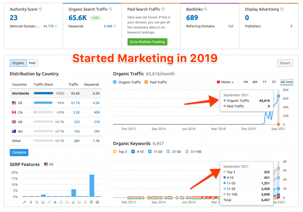 Retail Customer's Result (Source: Semrush)