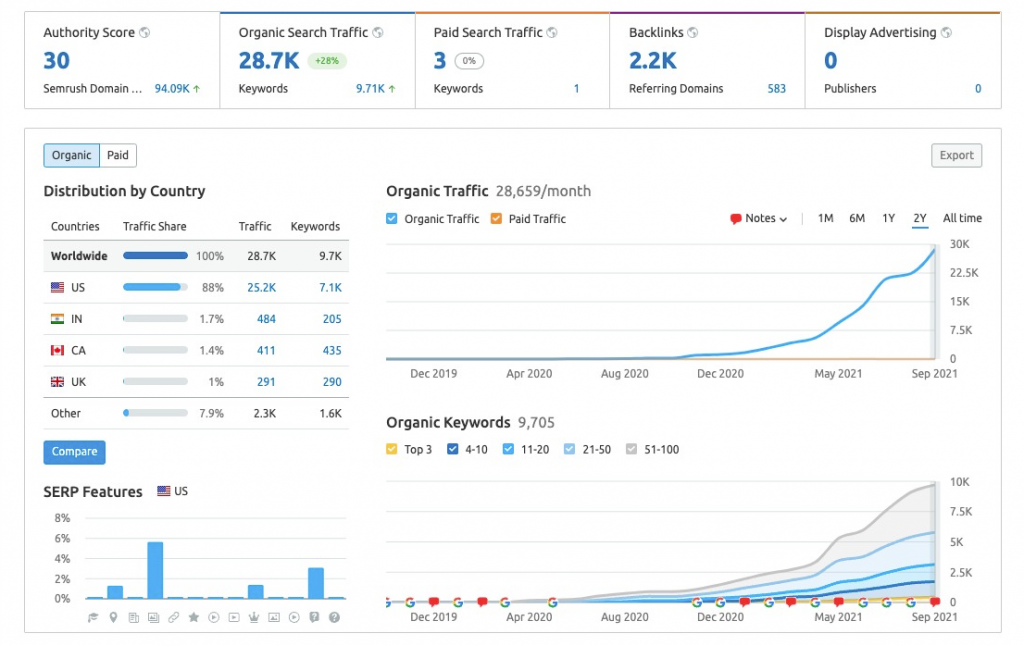 Customer's Result (Source: Semrush)