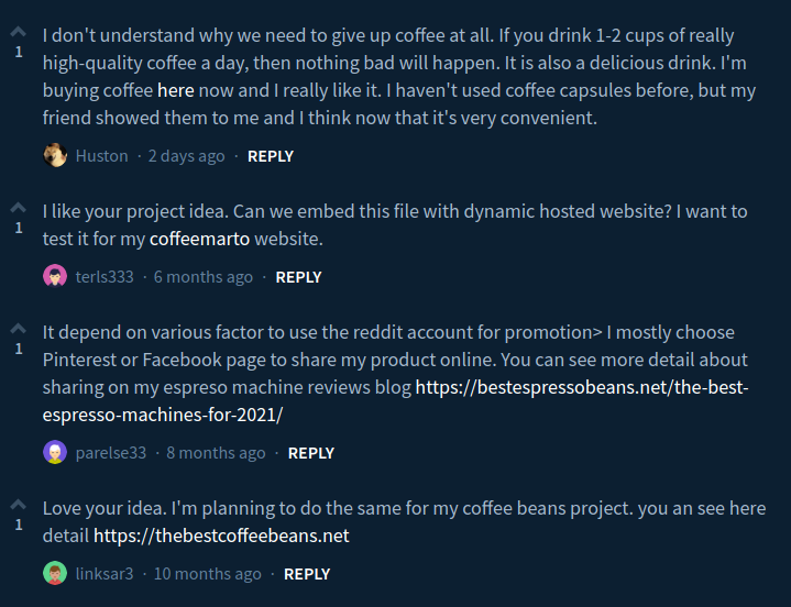 Spam Comments on IndieHacker