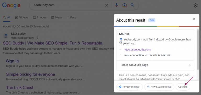 how to view google cached pages on iphone