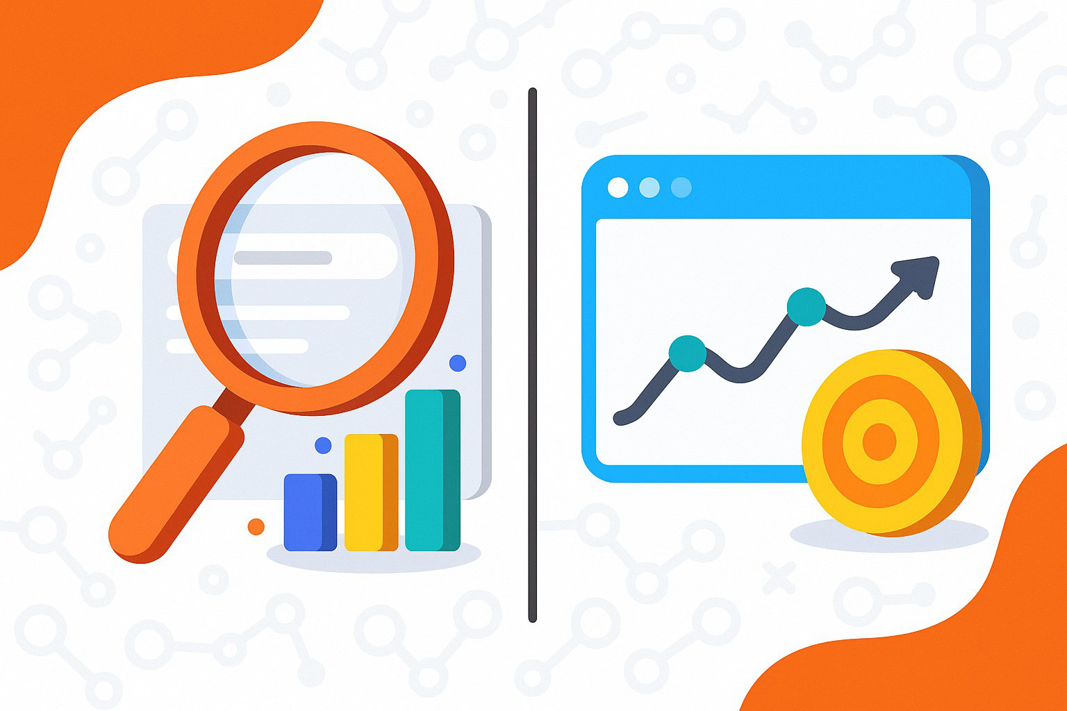 Marketer comparing search performance metrics with website engagement metrics