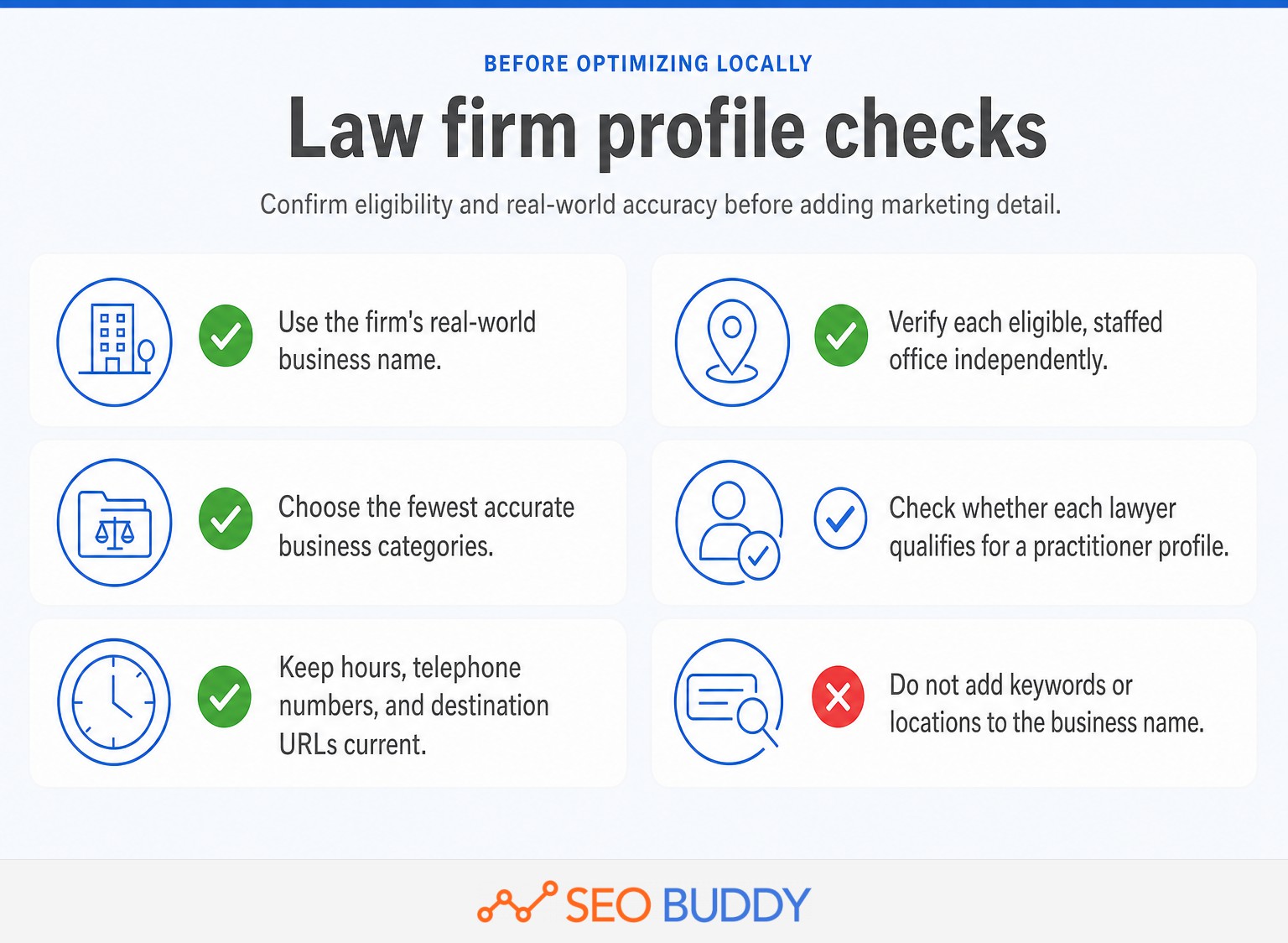 Law firm Google Business Profile checklist for accurate local visibility