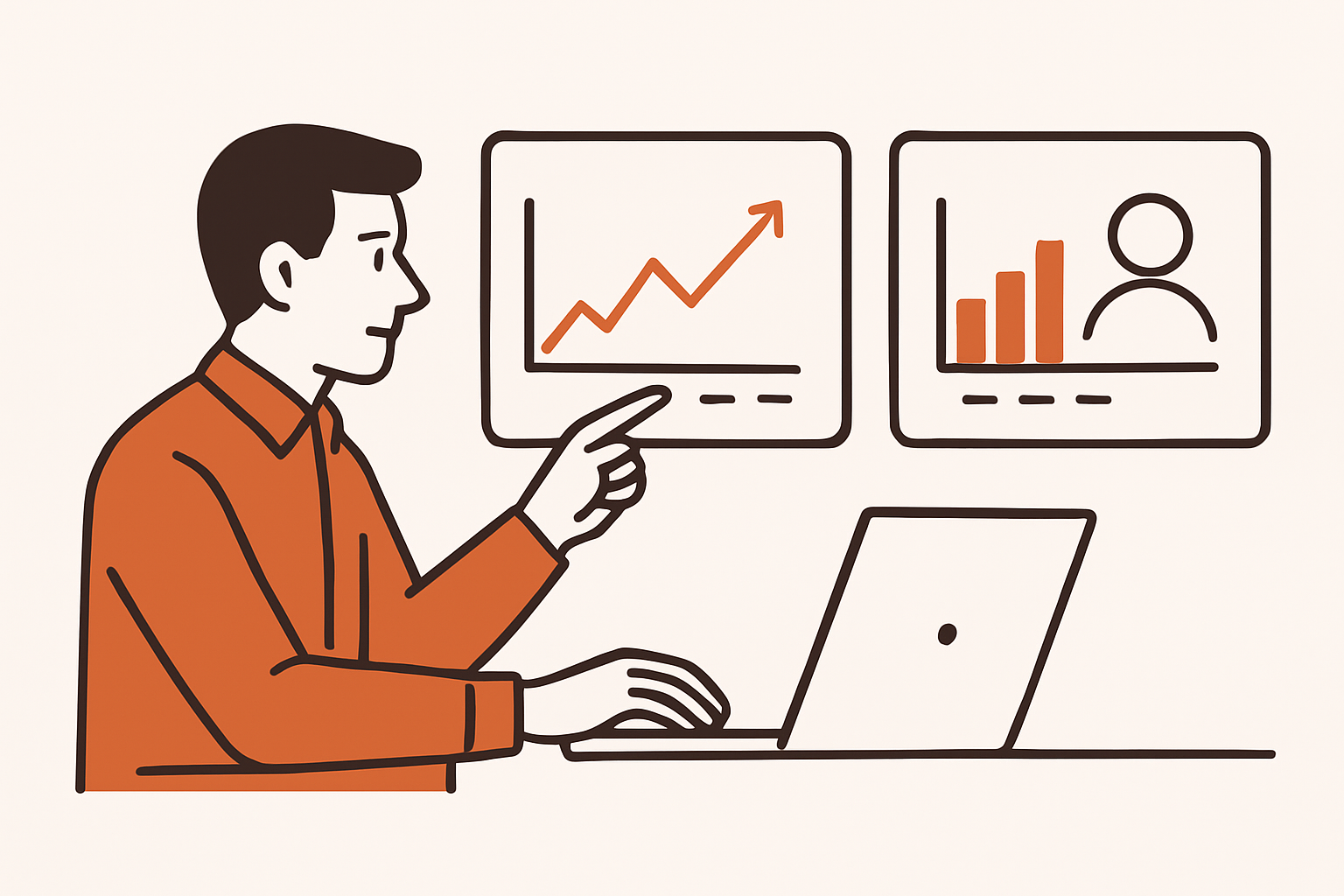 Marketer comparing search performance metrics with website engagement metrics