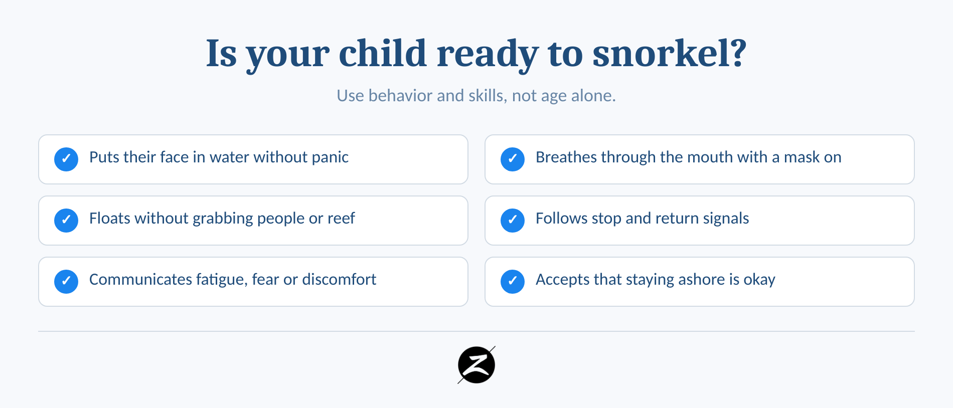 Checklist for deciding whether a child is ready for a Maui snorkel