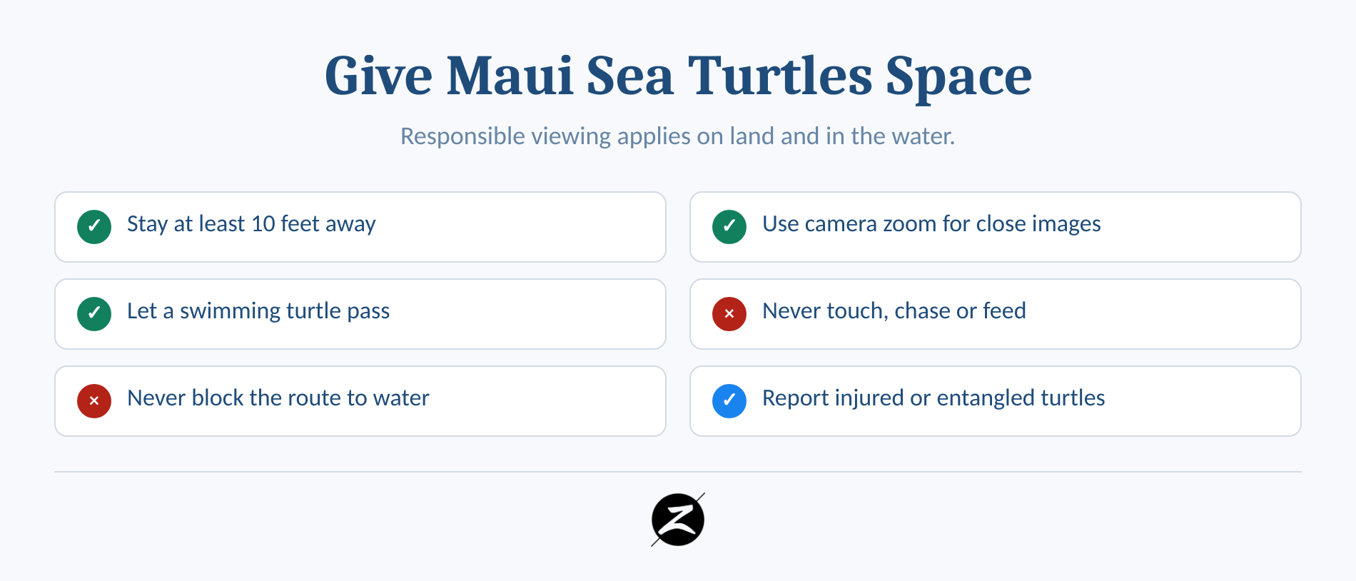 Checklist for keeping a respectful distance from Maui sea turtles