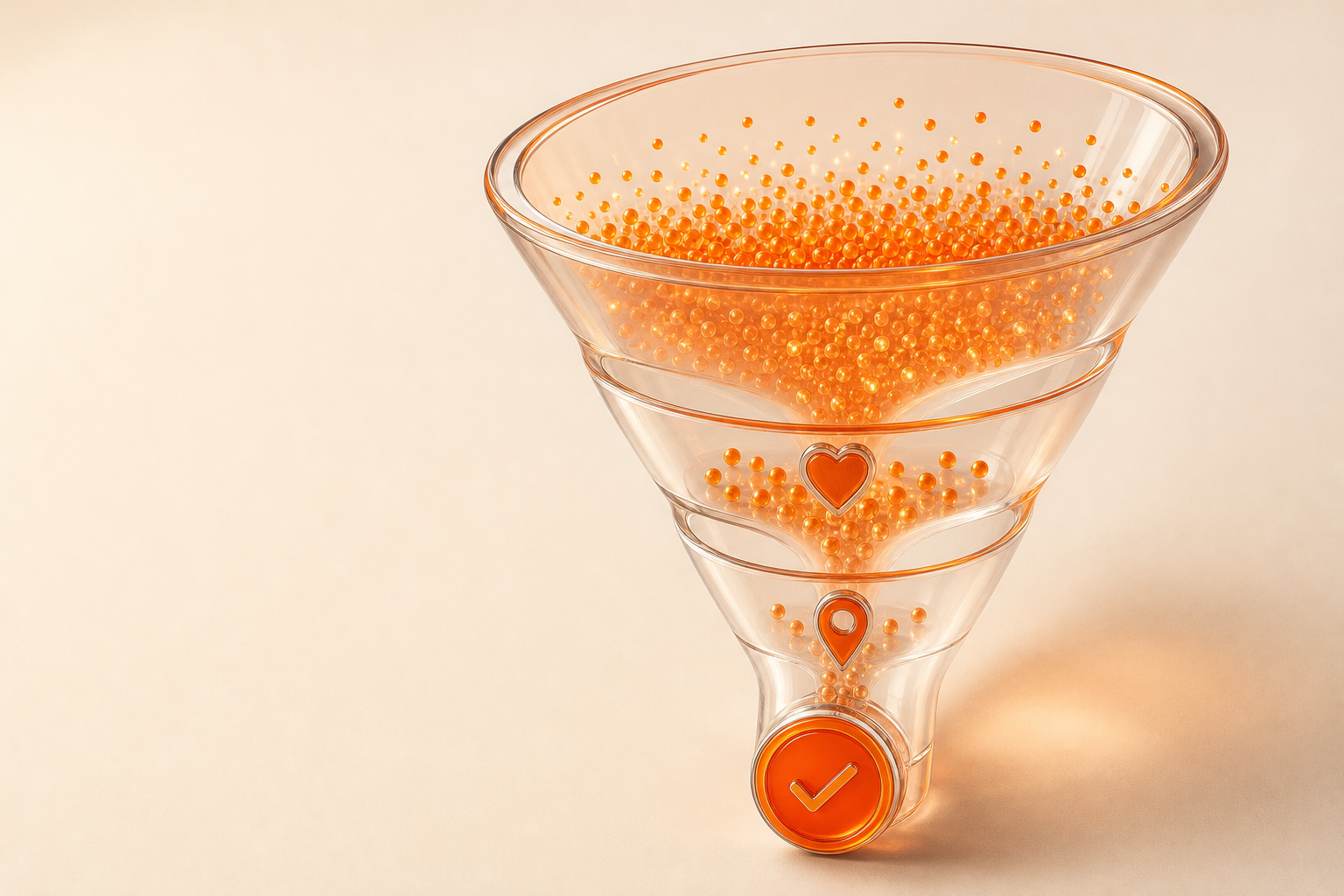 Four-stage funnel showing happy-hour promotion measurement from exposure to consideration, intent, and validated offer use.